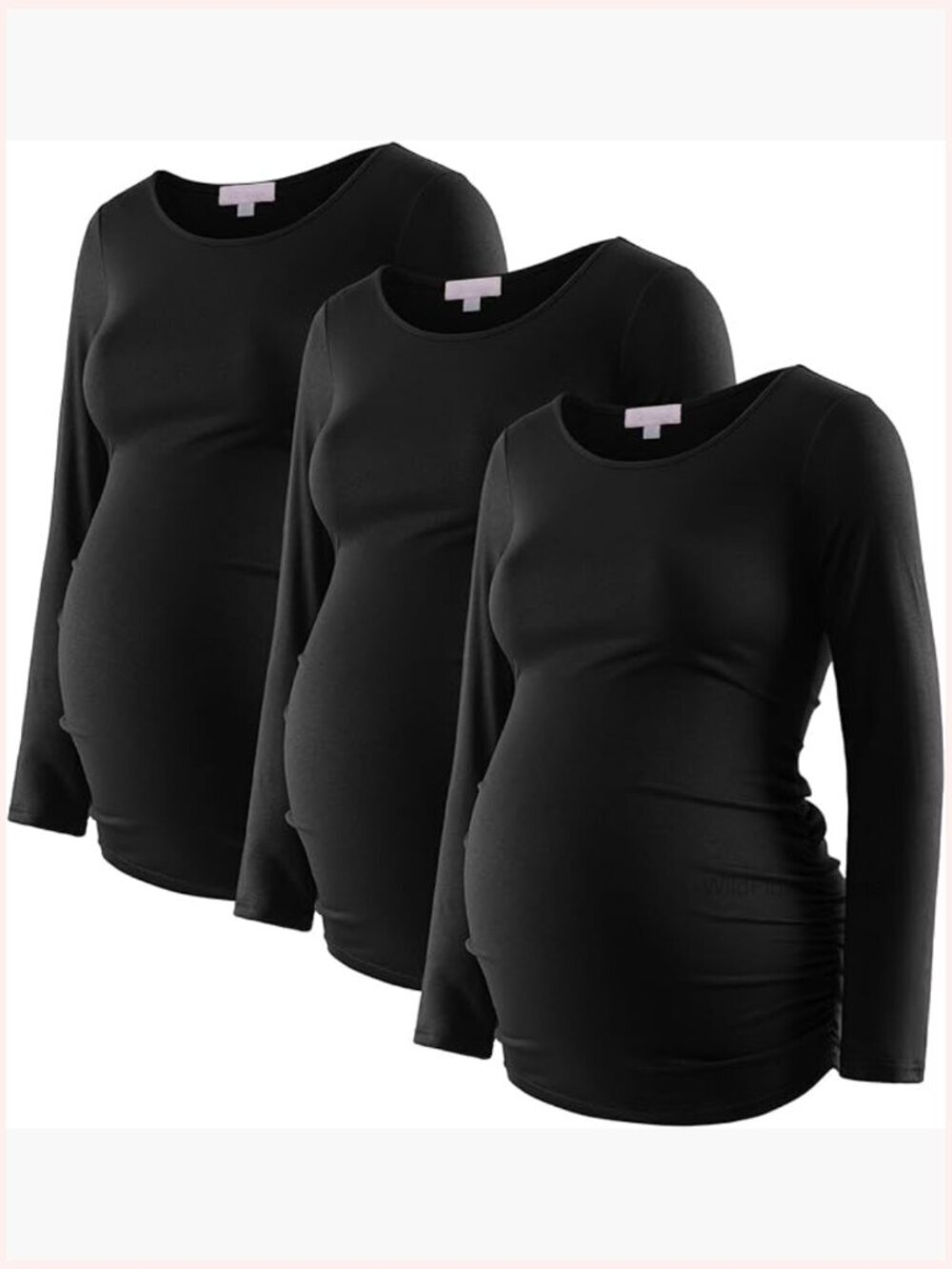 3 Pack Long Sleeve Maternity Tops Side Ruched Tunic Blouse